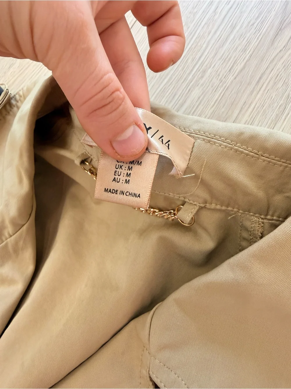 Bailey 44 Tan Double-Breasted Trench Coat with Waist Tie - Picture 4 of 6